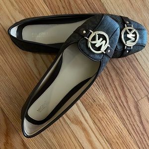Michael Kors Brown Flats with Gold Buckle